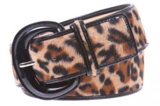2" Wide Ladies Patent Leather Leopard Print Animal Fur Fashion Belt Size M/L   36 Color Beige Apparel Belts