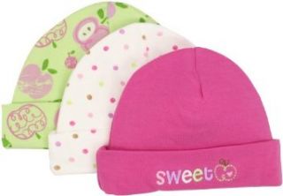 Gerber Baby Girls Newborn 3 Pack Sweet Apple Cap, Pink/White, 0 6 Months Infant And Toddler Hats Clothing