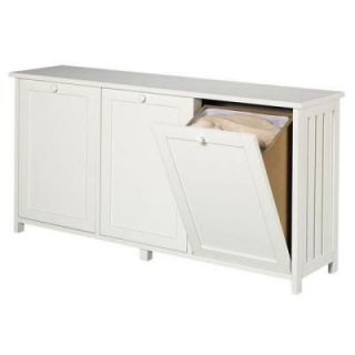 Home Decorators Collection Mission Tilt Out Triple Hamper and Wastebin in White DISCONTINUED 8975600830