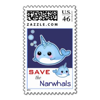 Cute narwhal   Save the Narwhals Postage Stamp