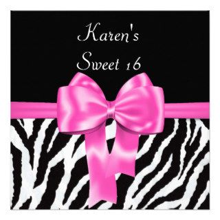 Pink Zebra Sweet 16 Birthday Party Custom Announce Custom Announcement