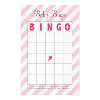 Baby Shower Bingo Games   Pink and Gray   774 Customized Stationery