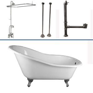 Barclay Products 5 ft. Cast Iron Slipper Tub Kit in White with Polished Chrome Accessories TKCTSH60 CP3