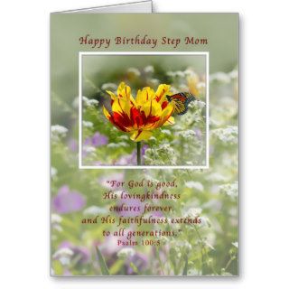 Birthday, Step Mom, Religious, Butterfly Greeting Card