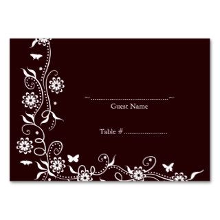 Burgundy Floral Swirl Wedding Seating Card Business Card Template
