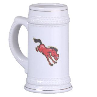 Red Horse Jumping Cartoon Mug