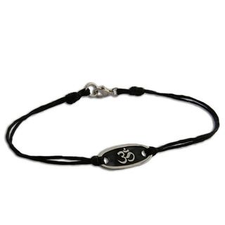 Sterling Silver Cotton 'Om' Bracelet (Thailand) Bracelets