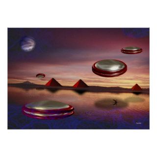 UFO rise above pyramids poster