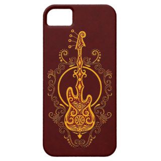 Intricate Golden Red Bass Guitar Design iPhone 5 Cases