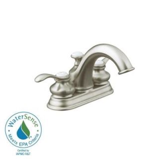 KOHLER Fairfax 4 in. 2 Handle Low Arc Bathroom Faucet in Vibrant Brushed Nickel K 12266 4 BN