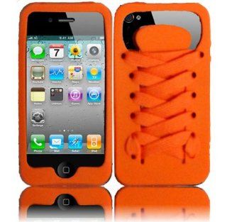 Apple Iphone 4GS 4G Verizon Sprint AT&T Shoelace Silicon Case Orange Cell Phones & Accessories