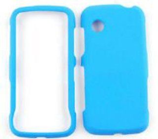 Lg Prime Gs390 Neon Light Blue Rubber Spray Hard Phone Case Snap on Protector Cell Phones & Accessories