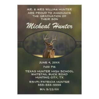 Hunting Whitetail Buck Camouflage 2014 Graduation Custom Invitation