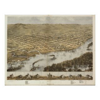 La Crosse WI 1867 Antique Panoramic Map Print