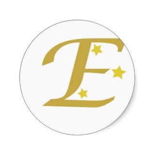 Monogrammed Gold Star Sticker Letter E