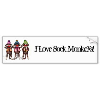 Sock Monkey Trio   See, Hear, Speak No Evil Bumper Stickers