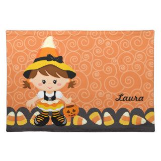 Corn Candy Little Witch Girl Halloween Placemat