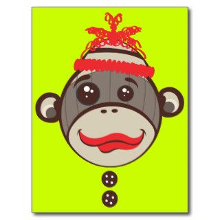 Crazy Hat Sock Monkey  Postcard
