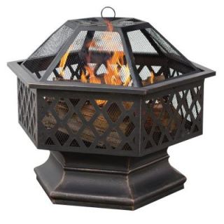 UniFlame Hex Shaped Lattice Fire Pit in Oil Rubbed Bronze WAD1377SP