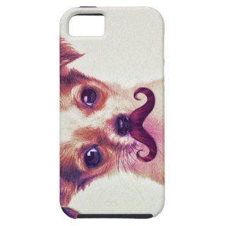 Cute Chihuahua With Purple Funny Mustache iPhone 5 Cases