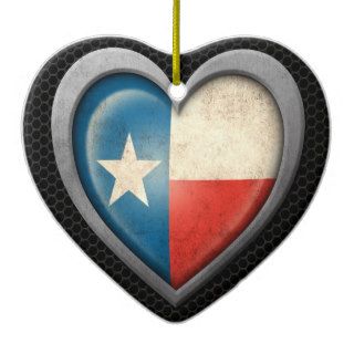 Texas Heart Flag Steel Mesh Effect Christmas Tree Ornament