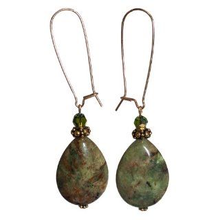 Green Stone Earrings   African Prase Jasper Randall V Designs Jewelry