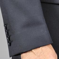 Men's Solid Black 3 button Vested Wool Suit Suits