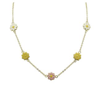 18k Gold Overlay Children's Enamel Daisy Necklace Children's Necklaces