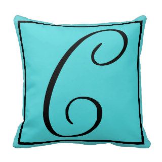 C INITIAL PILLOW   Letter C on Aqua Background