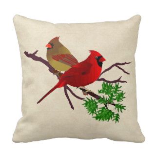 Cardinal Couple on a Branch Pillow