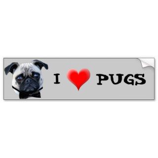 I Love Pugs bumper sticker