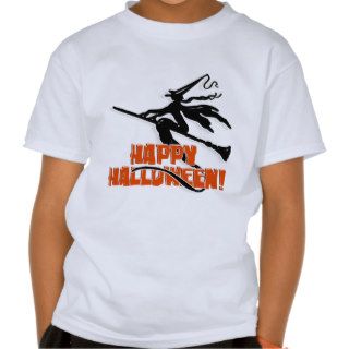 Witchy Silhouette W/Happy Halloween Wood Text Shirt