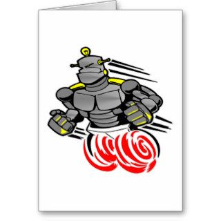 Robot Dude Cartoon Tattoo Card