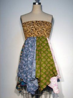GO GREEN Handmade Tube Top Elastic Silk HANDKERCHIEF Dress Top or Skirt Made from Recycled Material S/M 