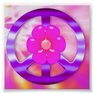 Pretty Purple Peace Sign Tie Dyed Poster Print