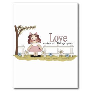 Love Makes All Things Grow Tshirts and Gifts Postcard