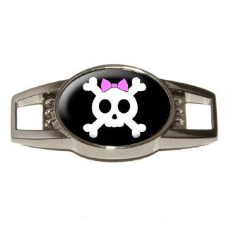 Girly Skull And Crossbones With Hairbow   Shoe Sneaker Shoelace Charm Decoration 