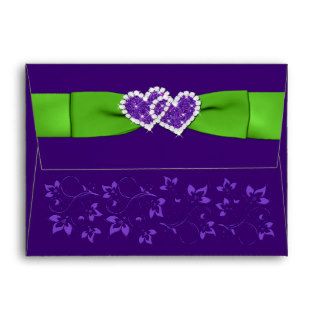Green, Purple Floral Hearts A2 Envelope for RSVP's