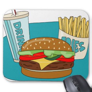 Cheeseburger Mouse Pad with Fries and Drink