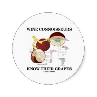 Wine Connoisseurs Know Their Grapes (Humor) Round Sticker