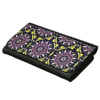 Tiles Aztec Moroccan Geometric Southwestern Tribal Leather Wallet For Women
