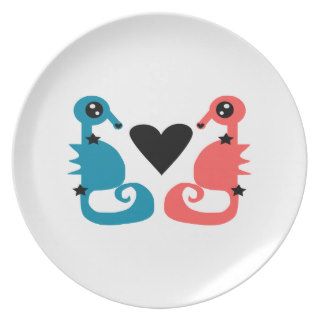 Divine Seahorses in love Party Plates