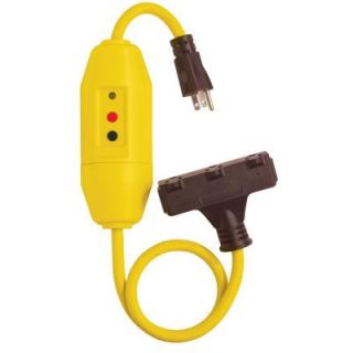 Tower Manufacturing Corporation 2 ft. In Line GFCI Triple Tap Cord Automatic Reset 30338024