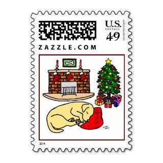 Yellow Labrador Retriever Christmas Stamps