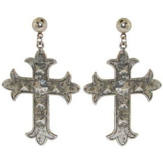Gothic Cross Earrings, Quality Made in USA, in Burnished Silver Jewelry