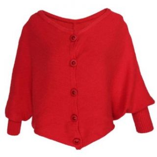 1veMoon Women's Round neck Button down Long sleeve Solid Color Short Cardigan, Red, Regular Sizing 12 Cardigan Sweaters