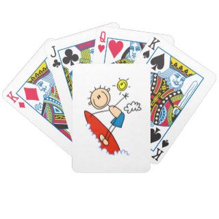 Surfing Boy Stick Figure Poker Cards