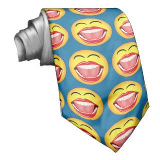 Smiley Face LOL Blue Fun Funny Laughing Neck Ties