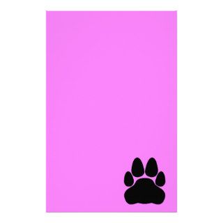 Black Cat Paw Print Shape Custom Stationery