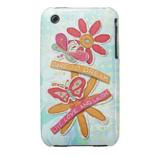 Fun Colorful Butterflies Flowers Dream Quotes iPhone 3 Cases